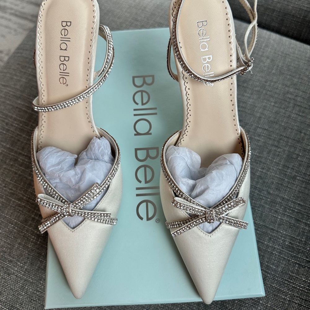 Bella Belle White Heels with Rhinestone Embellishment bridal